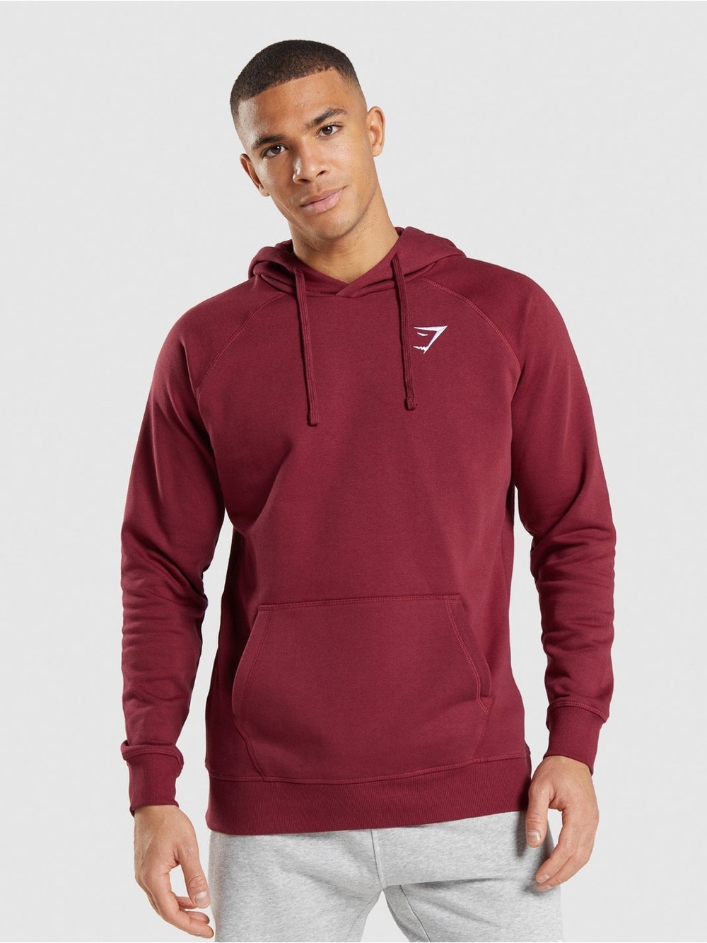 Gymshark Crest Hoodie in Burgundy Red